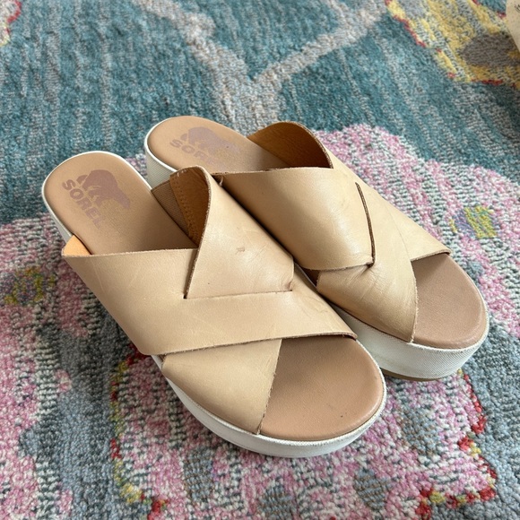 Sorel women’s  Cameron Flatform Mule Sandals from size 7.5 - Picture 2 of 5